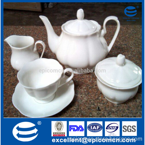 kitchen&dining super white porcelain drinkware 17pcs tea set with tea pot sugar bowl and coffee set for 6 person